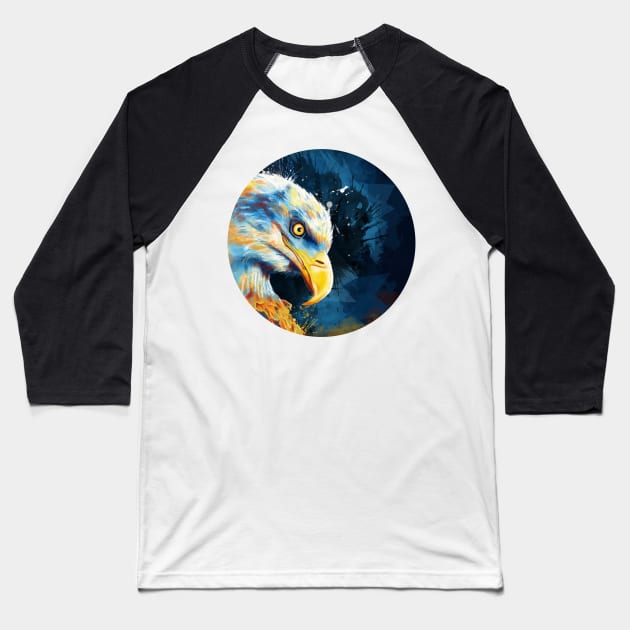 Eagle Eye Digital Bird Painting Baseball T-Shirt by Flo Art Studio